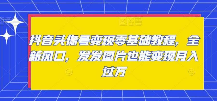 抖音头像号变现零基础教程，全新风口，发发图片也能变现月入过万插图