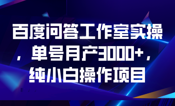 （6711期）百度问答工作室实操，单号月产3000+，纯小白操作项目插图