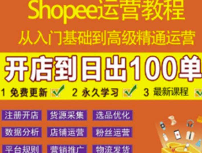 shopee运营教程：从入门基础到高级精通，开店到日出100单（全套课程）插图