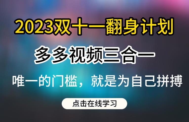 2023双十一翻身计划，多多视频带货三合一玩法教程【揭秘】插图