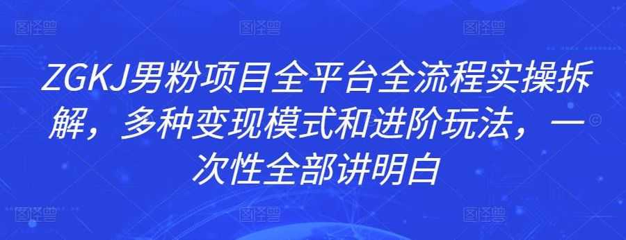 ZGKJ男粉项目全平台全流程实操拆解，多种变现模式和进阶玩法，一次性全部讲明白插图