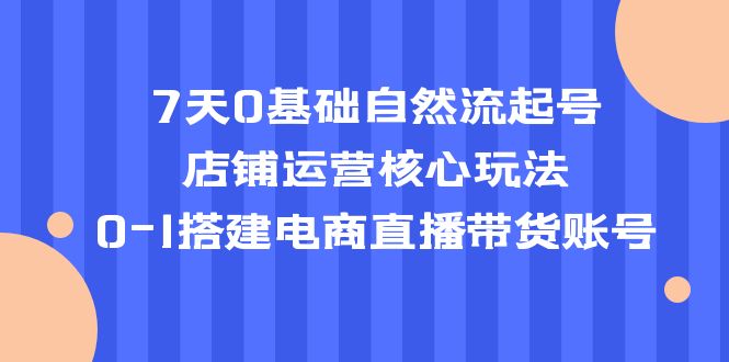 （5350期）7天0基础自然流起号，店铺运营核心玩法，0-1搭建电商直播带货账号插图