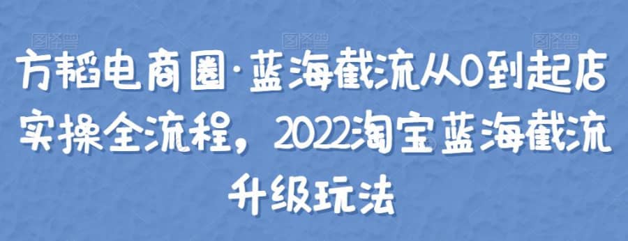 方韬电商圈·蓝海截流从0到起店实操全流程，2022淘宝蓝海截流升级玩法插图