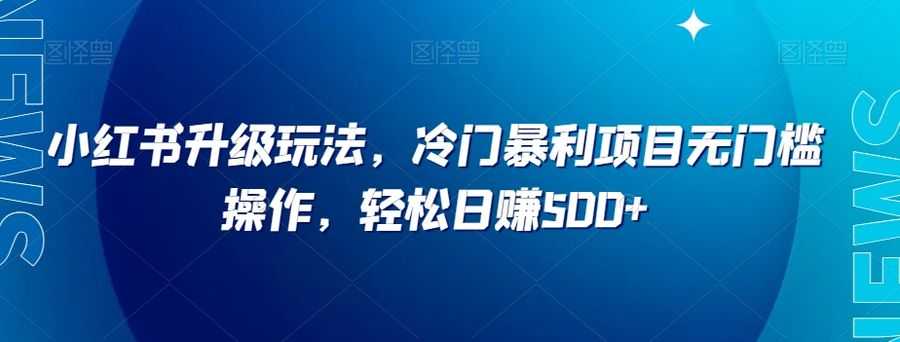 小红书升级玩法，冷门暴利项目无门槛操作，轻松日赚500+【揭秘】插图