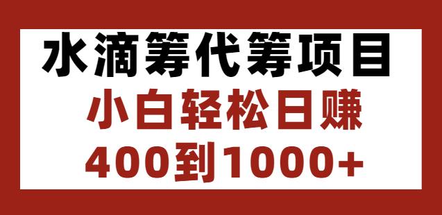 水滴筹代筹项目，小白轻松日赚400到1000+插图