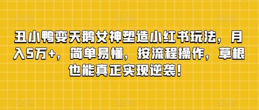 丑小鸭变天鹅女神塑造小红书玩法，月入5万+，简单易懂，按流程操作，草根也能真正实现逆袭！插图