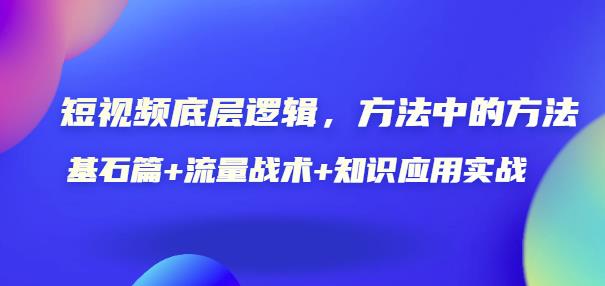 短视频底层逻辑，方法中的方法，基石篇+流量战术+知识应用实战-价值389元插图