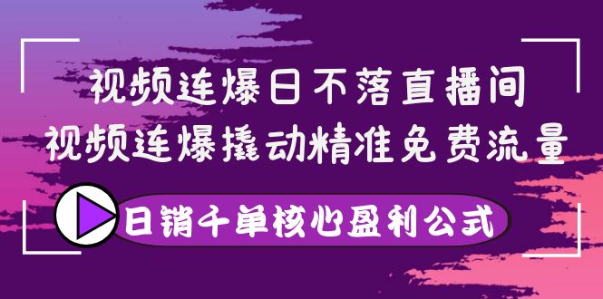 （3786期）视频连爆日不落直播间，视频连爆撬动精准免费流量，日销千单核心盈利公式插图