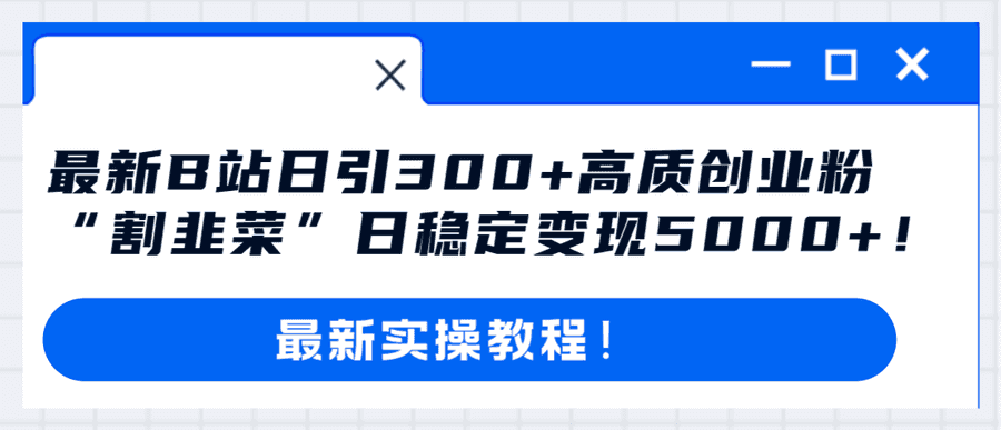 （8216期）zui新B站日引300+高质创业粉教程！“割韭菜”日稳定变现5000+！插图