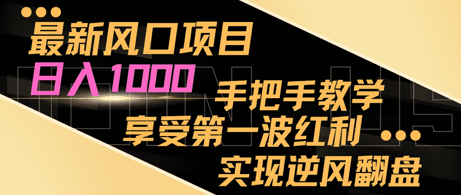 zui新风口项目，日入1000，手把手教学，享受NO.1波红利，实现逆风翻盘插图