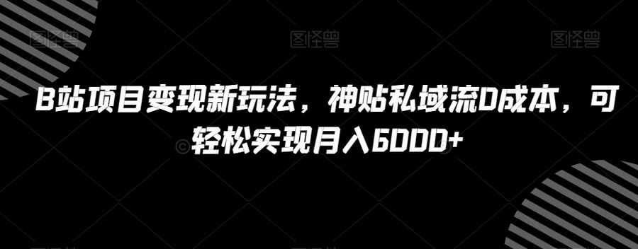 B站项目变现新玩法，神贴私域流0成本，可轻松实现月入6000+【揭秘】插图