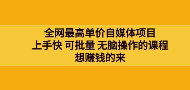 网zui单高价自媒体项目：上手快可批量无脑操作的课程，想赚钱的来插图