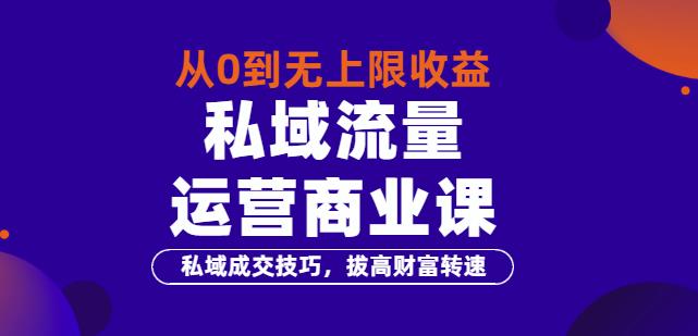 从0到无上限收益的《私域流量运营商业课》私域成交技巧，拔高财富转速插图