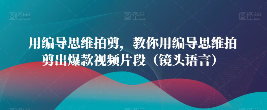 用编导思维拍剪，教你用编导思维拍剪出爆款视频片段（镜头语言）插图