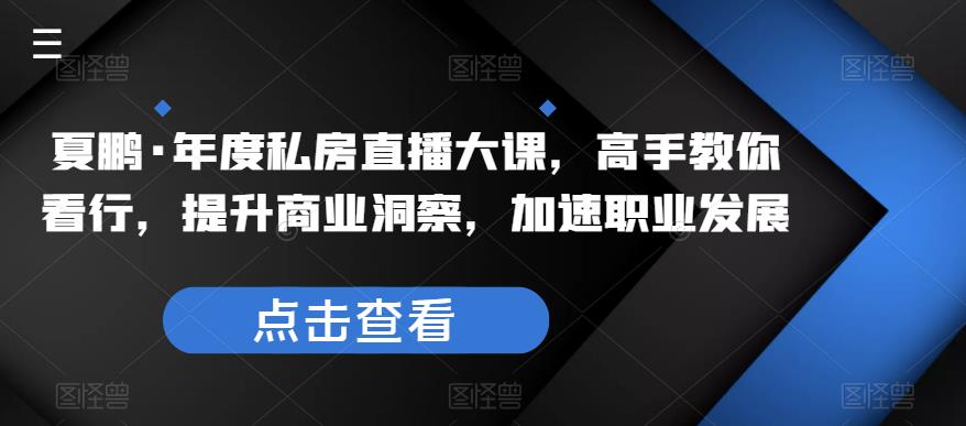 夏鹏·年度私房直播大课，高手教你看行，提升商业洞察，加速职业发展插图