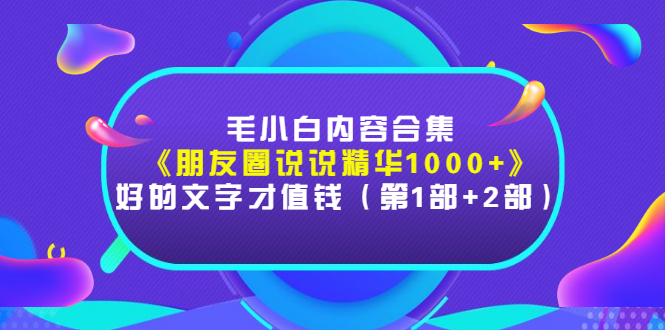 （2803期）毛小白内容合集《朋友圈说说精华1000+》好的文字才值钱（第1部+2部）插图