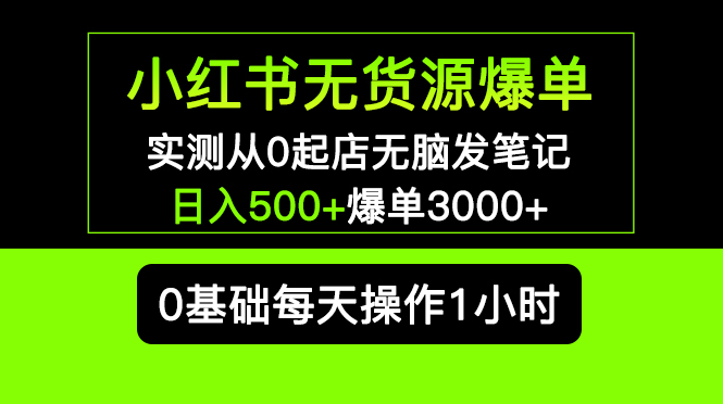 （5494期）小红书无货源爆单 实测从0起店无脑发笔记 日入500+爆单3000+长期项目可多店插图