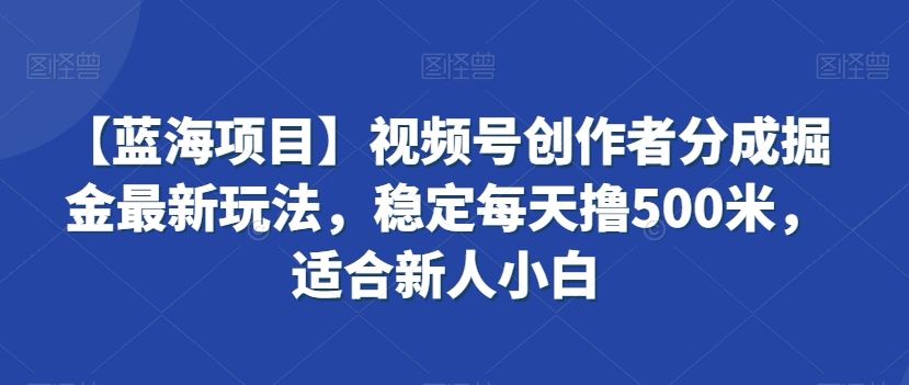 【蓝海项目】视频号创作者分成掘金zui新玩法，稳定每天撸500米，适合新人小白【揭秘】插图