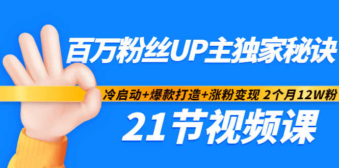 百万粉丝UP主独家秘诀：冷启动+爆款打造+涨粉变现2个月12W粉（21节视频课)插图