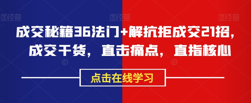 成交秘籍36法门+解抗拒成交21招，成交干货，直击痛点，直指核心插图