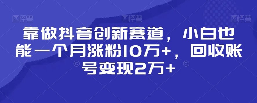 靠做抖音创新赛道，小白也能一个月涨粉10万+，回收账号变现2万+【揭秘】插图