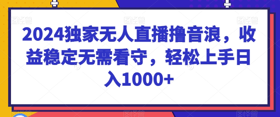 2024独家无人直播撸音浪，收益稳定无需看守，轻松上手日入1000+【揭秘】插图