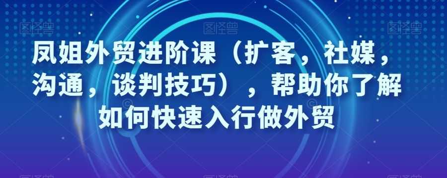 凤姐外贸进阶课（扩客，社媒，沟通，谈判技巧），帮助你了解如何快速入行做外贸插图