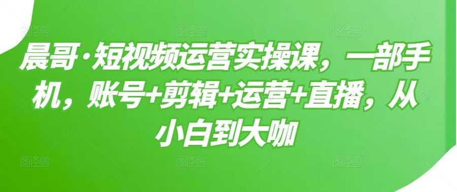 （3100期）短视频运营实操课，一部手机，账号+剪辑+运营+直播，从小白到大咖插图