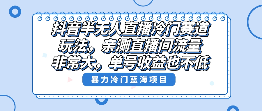 （8667期）抖音半无人直播冷门赛道玩法，直播间流量非常大，单号收益也不低！插图