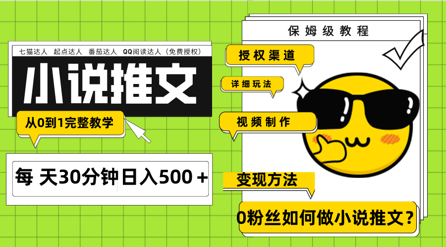 （7912期）Ai小说推文每天20分钟日入500＋授权渠道 引流变现 从0到1完整教学（7节课）插图