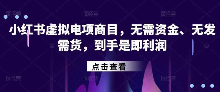 小红书‬虚拟电项商‬目，无需资金、无发需‬货，到手是即‬利润插图