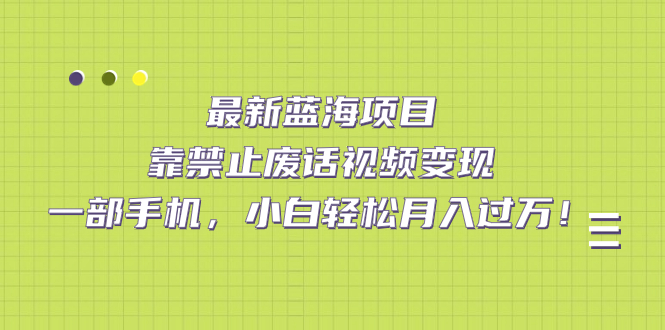 （7276期）zui新蓝海项目，靠禁止废话视频变现，一部手机，小白轻松月入过万！插图