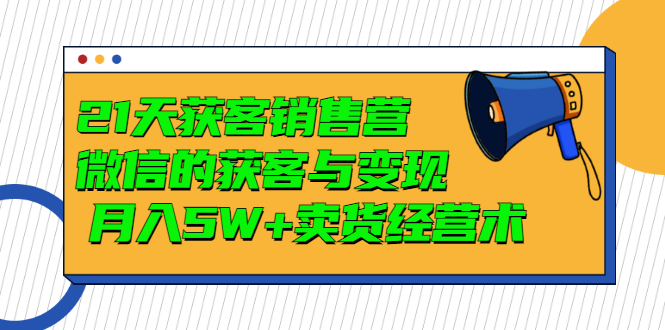 （2997期）21天获客销售营，带你微信的获客与变现 月入5W+卖货经营术插图