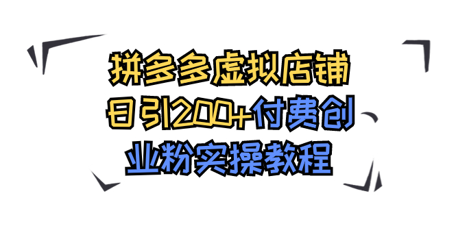 （7571期）拼多多虚拟店铺日引200+付费创业粉实操教程插图