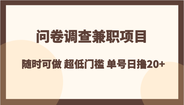 问卷调查兼职项目，随时可做 超低门槛 单号日撸20+插图