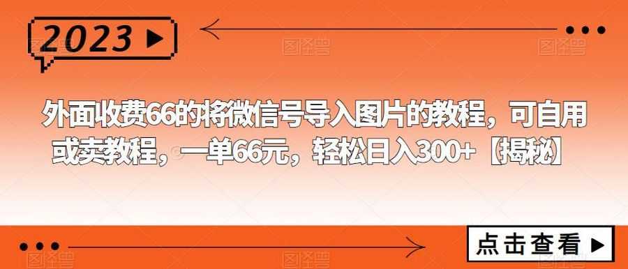 外面收费66的将微信号导入图片的教程，可自用或卖教程，一单66元，轻松日入300+【揭秘】插图