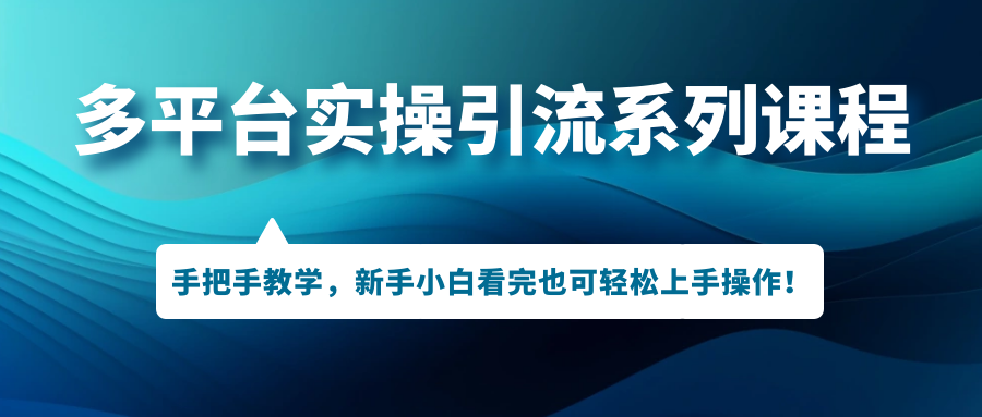 （7170期）多平台实操引流系列课程，手把手教学，新手小白看完也可轻松上手引流操作！插图