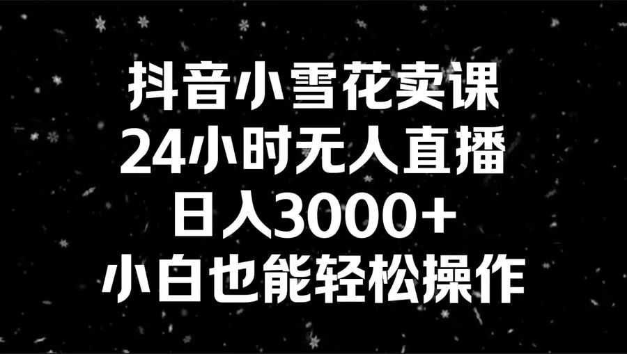 （8695期）抖音小雪花卖课，24小时无人直播，日入3000+，小白也能轻松操作插图