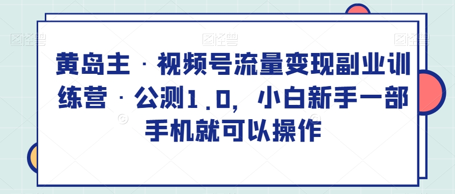 黄岛主·视频号流量变现副业训练营·公测1.0，小白新手一部手机就可以操作插图