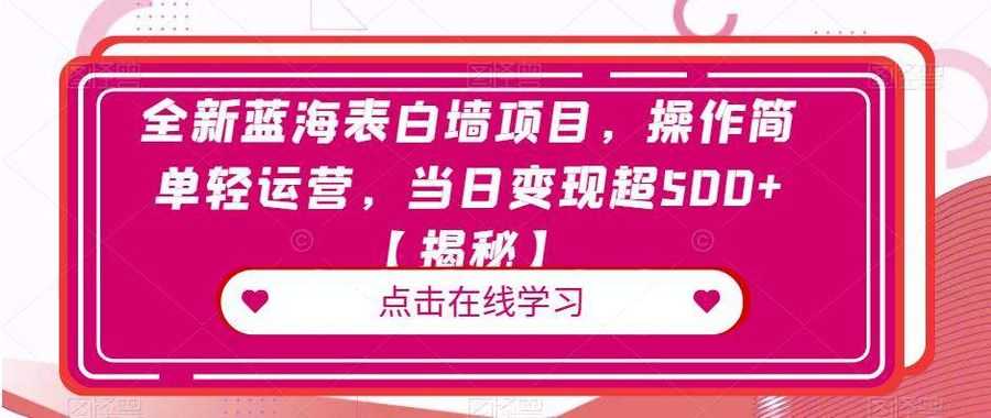 全新蓝海表白墙项目，操作简单轻运营，当日变现超500+【揭秘】插图