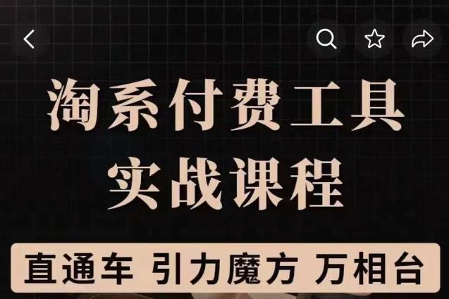 淘系付费工具实战课程【直通车、引力魔方】战略优化，实操演练（价值1299）插图