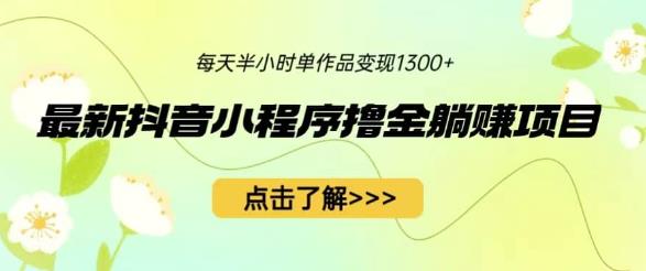 zui新抖音小程序撸金躺赚项目，一部手机每天半小时，单个作品变现1300+【揭秘】插图