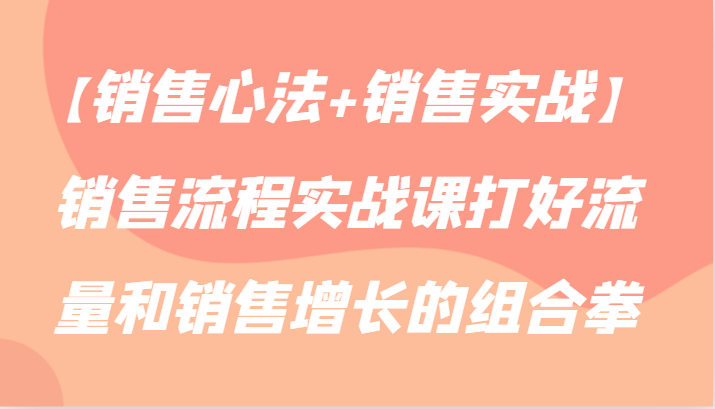 【销售心法+销售实战】销售流程实战课打好流量和销售增长的组合拳插图