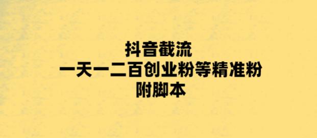 （5920期）zui新抖音截流玩法，一天轻松引流一二百创业精准粉，附脚本+玩法插图