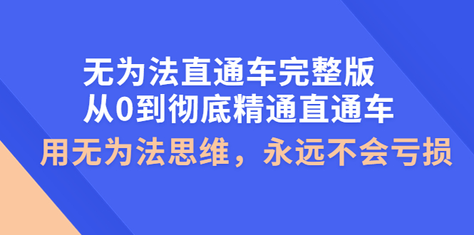 （3921期）无为法直通车完整版：从0到彻底精通直通车，用无为法思维，永远不会亏损插图