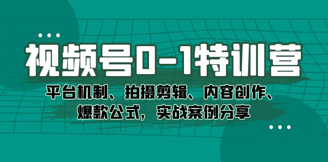 （7373期）视频号0-1特训营：平台机制、拍摄剪辑、内容创作、爆款公式，实战案例分享插图