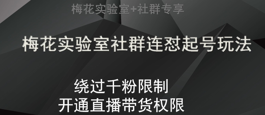 梅花实验室社群连怼起号玩法，视频号绕过千粉限制，开通直播带货权限【揭秘】插图