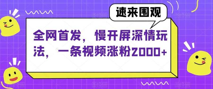 全网首发，慢开屏深情玩法，一条视频涨粉2000+【揭秘】插图