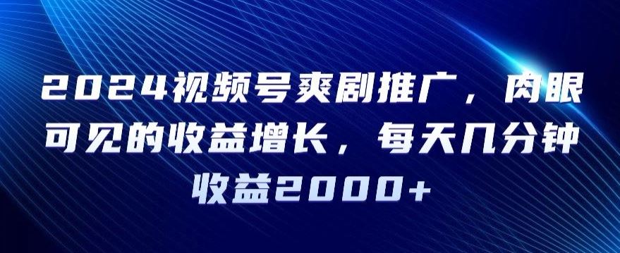 2024视频号爽剧推广，肉眼可见的收益增长，每天几分钟收益2000+【揭秘】插图