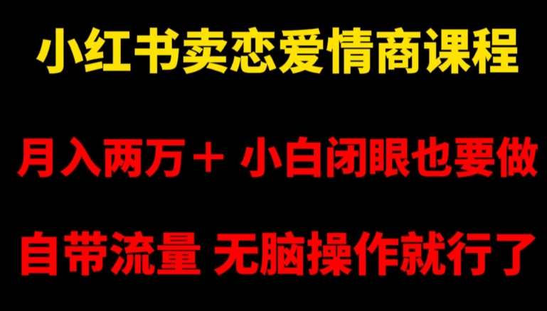 小红书卖恋爱情商课程，月入两万＋，小白闭眼也要做，自带流量，无脑操作就行了【揭秘】插图